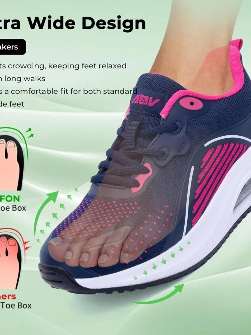 Women's Rose-blue Walking Shoes Orthotic Tennis Sneakers for Foot Pain Relief